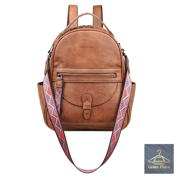 Mini Backpack Purse, Faux Leather, Water Resistant, 10 Pockets, Daypack